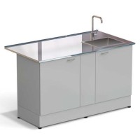 Стол-мойка ЭКРОС 1500х800х900 мм, чаша нержавеющая сталь справа, раб. поверхность - НЕРЖАВЕЮЩАЯ СТАЛЬ