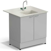 Стол-мойка ЭКРОС 900х800х900 мм, чаша полипропилен по центру, раб. поверхность - ПОЛИПРОПИЛЕН