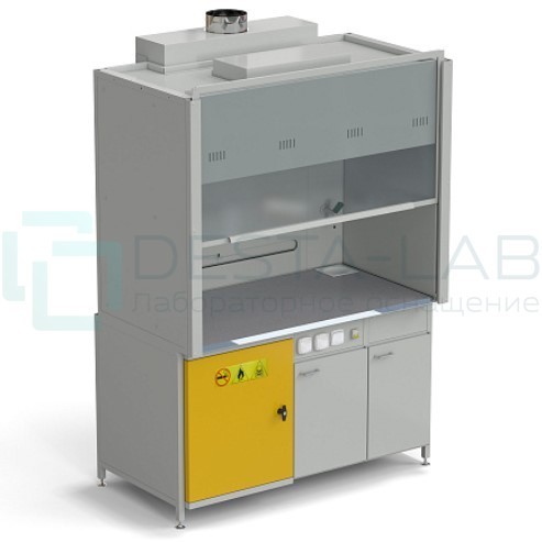 Шкаф вытяжной с подводом воды 1500х900х2145 мм с отсеком для хранения кислот, раб. поверхность - МОНОЛИТНЫЙ КЕРАМОГРАНИТ
