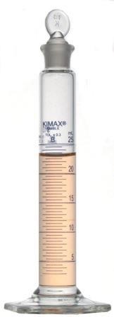 Цилиндр мерный Kimble 25 мл, класс B, TC, синяя шкала, с пробкой, стекло