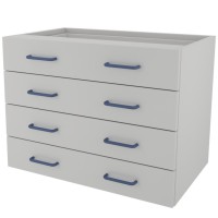 Тумба навесная металлическая с 4 ящиками ЛАБ-PRO ТНМЯ4 80.50.60