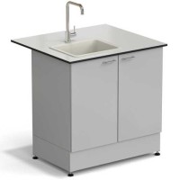 Стол-мойка ЭКРОС 900х800х900 мм, чаша полипропилен слева, раб. поверхность - LABGRADE