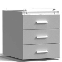 Тумба подвесная 3 ящика 400х540х465 мм, низкая, серый металл - СТАЛЬ