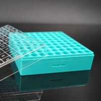 Штатив для хранения криопробирок 4 мл, 81 место, с крышкой, синий, Nest, Китай