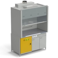 Шкаф вытяжной без подвода воды 1500х900х2145 мм с отсеком для хранения кислот, раб. поверхность - МОНОЛИТНЫЙ КЕРАМОГРАНИТ