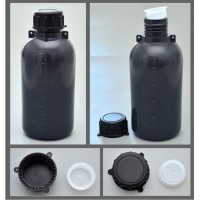 Бутылка градуированная 250 мл, с узким горлом, с крышкой, серая, п/эт, LAMAPLAST