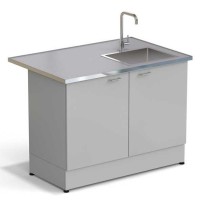 Стол-мойка ЭКРОС 1200х800х900 мм, чаша нержавеющая сталь справа, раб. поверхность - МОНОЛИТНЫЙ КЕРАМОГРАНИТ с НС бортиком