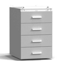 Тумба подвесная 4 ящика 400х540х610 мм, средняя, серый металл - СТАЛЬ