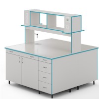 Островной стол с сантехникой и столешницей из монолитной керамики СЛО НВК 1500 МОН+