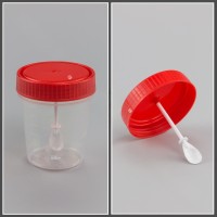 Контейнер одноразовый медицинский полимерный КО0НЛПП-60 с ложкой и красной крышкой , н/ст ПЕРИНТ