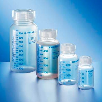 Бутыль Kautex широкогорлая 1000 мл, PP, круглая, градуированная, естественный цвет, с винтовой крышкой