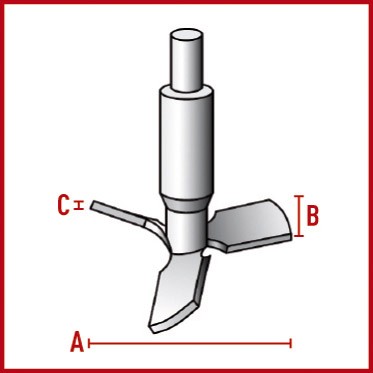 Перемешивающий элемент Bohlender минипропеллер, длина 350 мм, 25 х 8 х 2 мм, PTFE