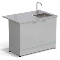 Стол-мойка ЭКРОС 1200х800х900 мм, чаша нержавеющая сталь справа, раб. поверхность - МОНОЛИТНЫЙ КЕРАМОГРАНИТ с ПВХ кромкой
