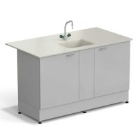 Стол-мойка ЭКРОС 1500х800х900 мм, чаша полипропилен по центру, раб. поверхность - ПОЛИПРОПИЛЕН