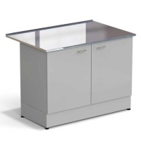 Стол-тумба ЭКРОС 1200х800х900 мм 2 двери, раб. поверхность - НЕРЖАВЕЮЩАЯ СТАЛЬ