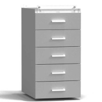 Тумба подвесная 5 ящиков 400х540х760 мм, высокая, серый металл - СТАЛЬ