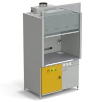 Шкаф вытяжной с подводом воды 1200х900х2145 мм с отсеком для хранения кислот, раб. поверхность - МОНОЛИТНЫЙ КЕРАМОГРАНИТ