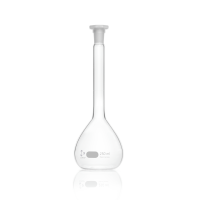 Колба мерная, 250 мл, класс А, d горла 15,5 мм, БС, шлиф 14/23, с одной отметкой, с крышкой из РЕ, белая градуировка, 2 шт/уп, DWK Life Sciences (Duran, Wheaton, Kimble)