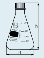 Колба Эрленмейера DURAN Group 1000 мл, GL32, с градуировкой, с крышкой, стекло
