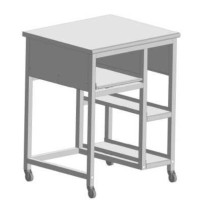 Стол приборный на роликах с выдвижной полкой 700х600х880, раб. поверхность - ЛАМИНАТ СЕРЫЙ (EK_56.0749.10.14)