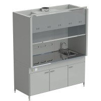 Шкаф вытяжной с мойкой из НС и смесителем 1800х900х2145 мм, раб. поверхность - НЕРЖАВЕЮЩАЯ СТАЛЬ