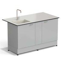Стол-мойка ЭКРОС 1500х800х900 мм, чаша полипропилен слева, раб. поверхность - LABGRADE