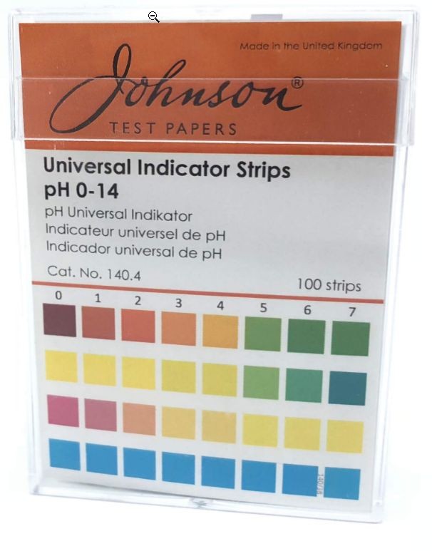 Индикаторная бумага pH 0-14, шаг 1, на пластиковой подложке, Johnson