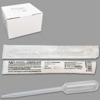 Пипетка для переноса жидкостей (Пастера) 5 мл, стер, без шкалы, инд. уп./100 шт, ТУ 32.50.50-029-29508133-2018