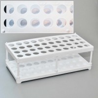 Штатив для пробирок (40 гнезд, h= 75 мм) белый, п/п, ЭкросХим