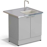 Стол-мойка ЭКРОС 900х800х900 мм, чаша полипропилен справа, раб. поверхность - МОНОЛИТНЫЙ КЕРАМОГРАНИТ с НС бортиком