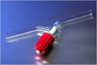 Кран химический, двухходовой, линейный, диаметр 0-6 мм, стекло, ПТФЕ, Corning