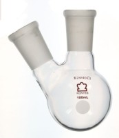 Колба двухгорлая круглодонная Kimble 5000 мл, боковой шлиф 24/40 под углом к центральному 24/40, стекло