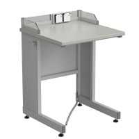 Стол ученический с бортиком и розетками 600х600х840, раб. поверхность - ЛАМИНАТ СЕРЫЙ