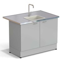 Стол-мойка ЭКРОС 1200х800х900 мм, чаша полипропилен по центру, раб. поверхность - МОНОЛИТНЫЙ КЕРАМОГРАНИТ с НС бортиком