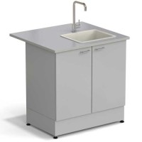 Стол-мойка ЭКРОС 900х800х900 мм, чаша полипропилен справа, раб. поверхность - МОНОЛИТНЫЙ КЕРАМОГРАНИТ с ПВХ кромкой