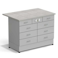 Стол-тумба ЭКРОС 1200х800х900 мм 2 ящика + 3 ящика + 3 ящика с электрикой, раб. поверхность - КЕРАМИКА с ПВХ кромкой