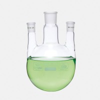 Колба круглодонная трехгорлая ISOLAB 500 мл, шлифы параллельные: центральный NS29/32, два боковых NS19/26, стекло