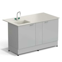 Стол-мойка ЭКРОС 1500х800х900 мм, чаша полипропилен слева, раб. поверхность - ПОЛИПРОПИЛЕН