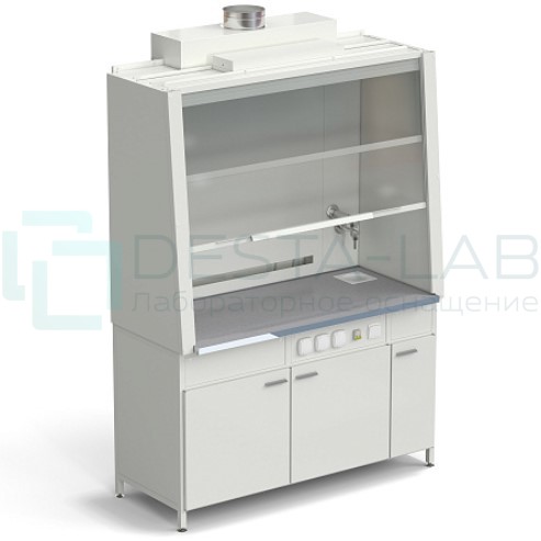Шкаф вытяжной с подводом воды и электрикой 1520х750х2160 мм, раб. поверхность - МОНОЛИТНЫЙ КЕРАМОГРАНИТ