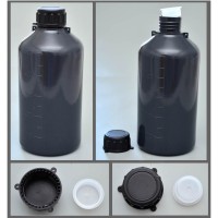 Бутылка градуированная 500 мл, с узким горлом, с крышкой, серая, п/эт, LAMAPLAST