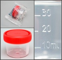 Контейнер одноразовый медицинский полимерный КО0НПП-30 с красной крышкой ИУ, низкий, стерильный, ПЕРИНТ, инд. уп