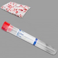 Пробирка лабораторная 5 мл., цилиндрическая, 12×86 мм., круглод., б/дел., с пробк. и этикеткой, п/п, стер., Aptaca