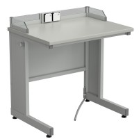 Стол ученический с бортиком и розетками 800х600х840, раб. поверхность - ЛАМИНАТ СЕРЫЙ