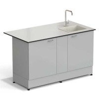 Стол-мойка ЭКРОС 1500х800х900 мм, чаша полипропилен справа, раб. поверхность - LABGRADE