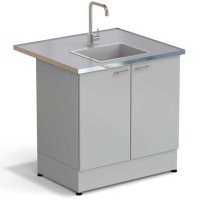 Стол-мойка ЭКРОС 900х800х900 мм, чаша стеклопластик по центру , раб. поверхность - МОНОЛИТНЫЙ КЕРАМОГРАНИТ с НС бортиком