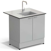 Стол-мойка ЭКРОС 900х800х900 мм, чаша стеклопластик по центру, раб. поверхность - LABGRADE