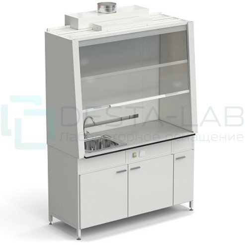 Шкаф вытяжной с одной мойкой из НС без электрики 1520х750х2160 мм, раб. поверхность - LABGRADE