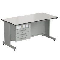 Стол преподавателя с подвесной тумбой, электрикой + слот 1500х750х760, раб. поверхность - LABGRADE