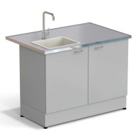 Стол-мойка ЭКРОС 1200х800х900 мм, чаша полипропилен слева, раб. поверхность - МОНОЛИТНЫЙ КЕРАМОГРАНИТ с НС бортиком