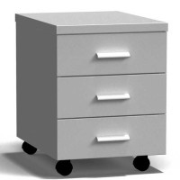 Тумба подкатная 3 ящика 400х540х530 мм, низкая, серый металл - СТАЛЬ